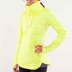 Lululemon What the Fluff Quilted Pullover Down Jacket 1/2 Zipper Yellow 4